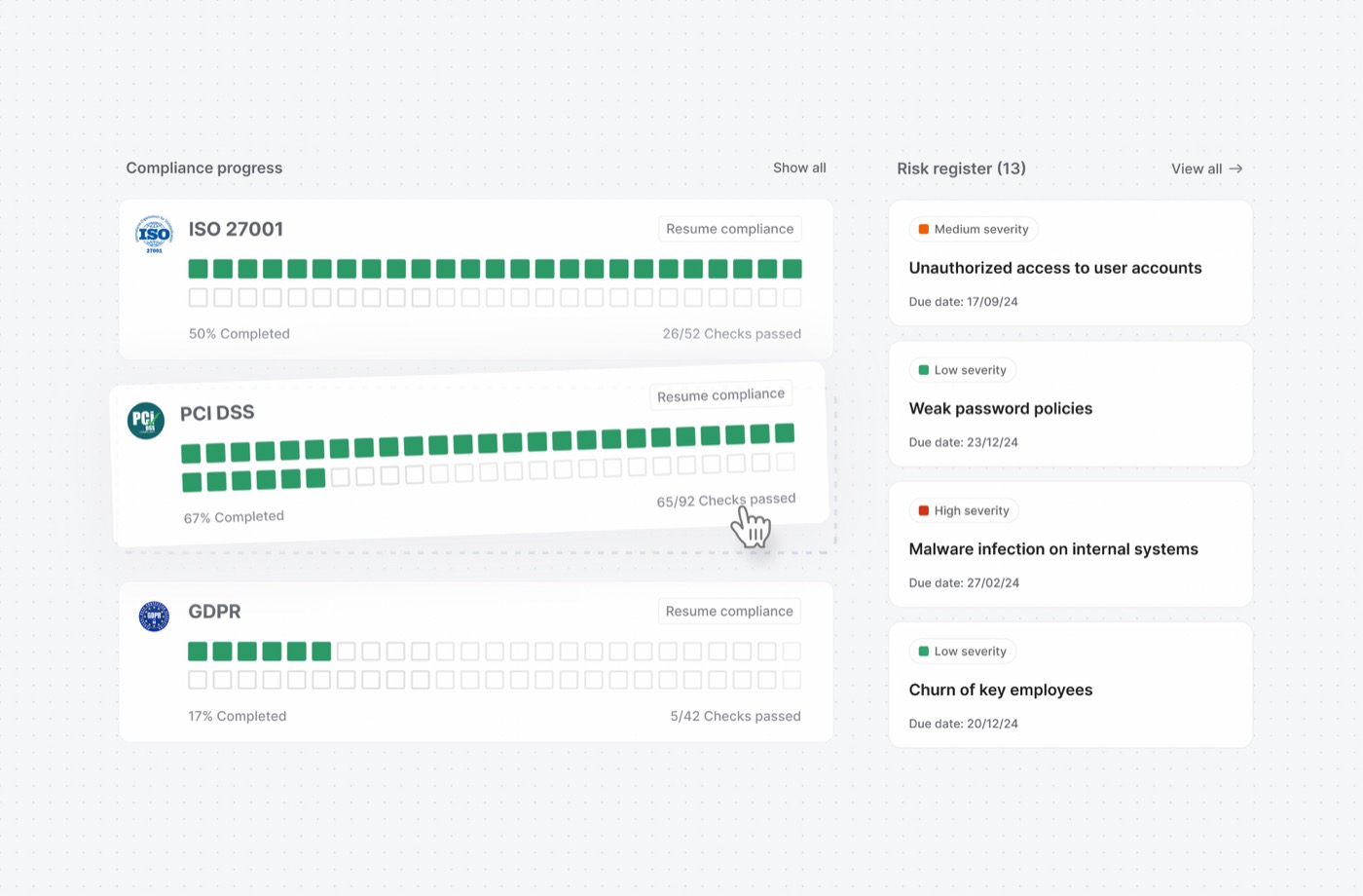 Risk assessment interface